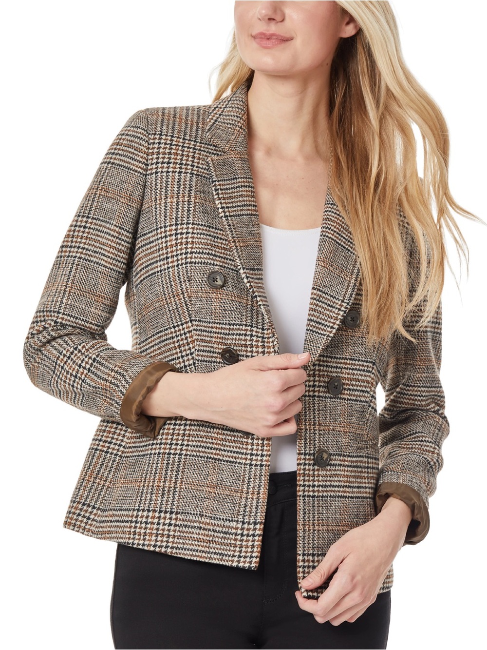 Jones New York - Houndstooth Check Double-Breasted Blazer- Small